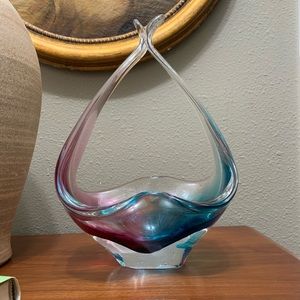 Murano Style Glass Basket